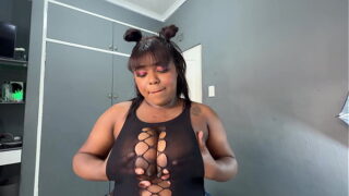 Busty Black Hot babe Gets Fucked and Creampied by a Big White Cock